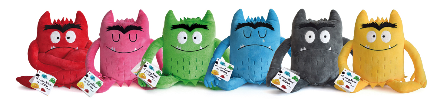 Knuffel kleurenmonsters, set van 6 assorti